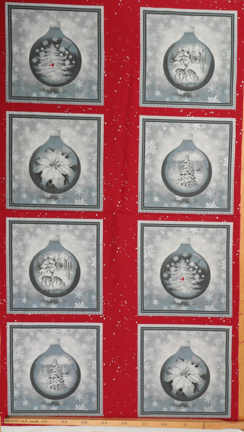 Julekugler i grå, 8 motiver - Patchwork panel - Image 2