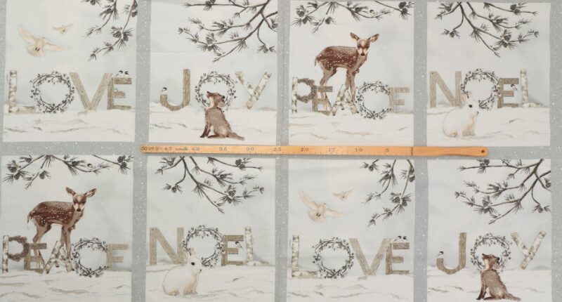 Julelandskab m. dyr, 8 motiver - Patchwork panel - Image 2