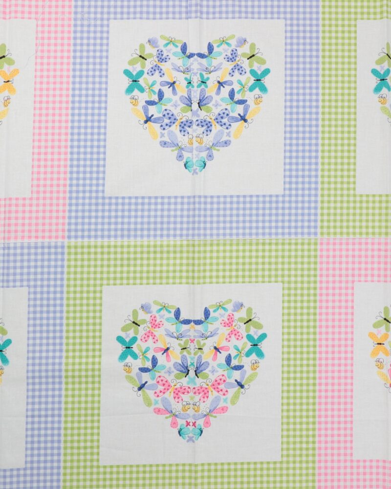 Sommerfugle i 6 hjerter med tern - Patchwork