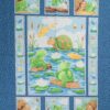 Frøer, skildpadde, en fisk og en bi - Patchwork