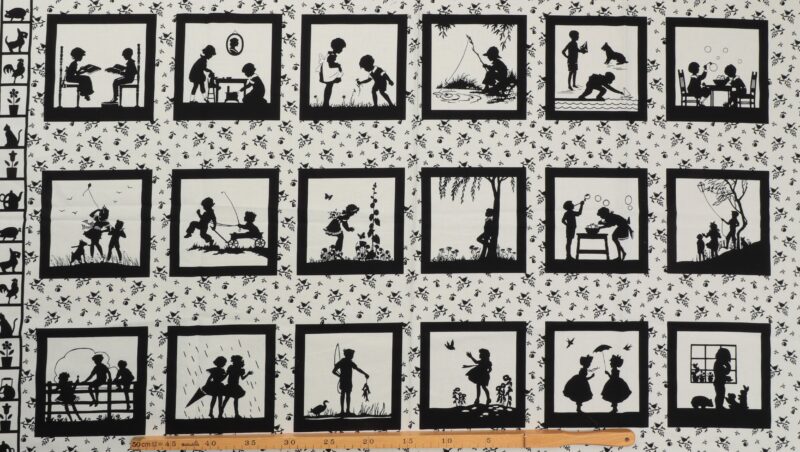 Sorte silhuetter på offwhite bund, 18 motiver - Patchwork - Image 2