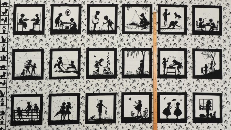 Sorte silhuetter på offwhite bund, 18 motiver - Patchwork - Image 3