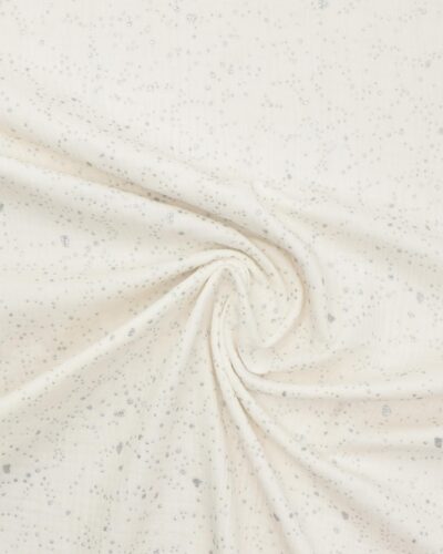 Offwhite med folietrykte sølvstænk - Double Gauze/musselin stof