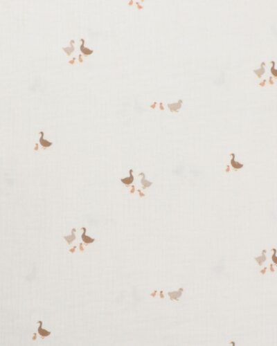 Offwhite med andefamilie - Double Gauze/musselin stof
