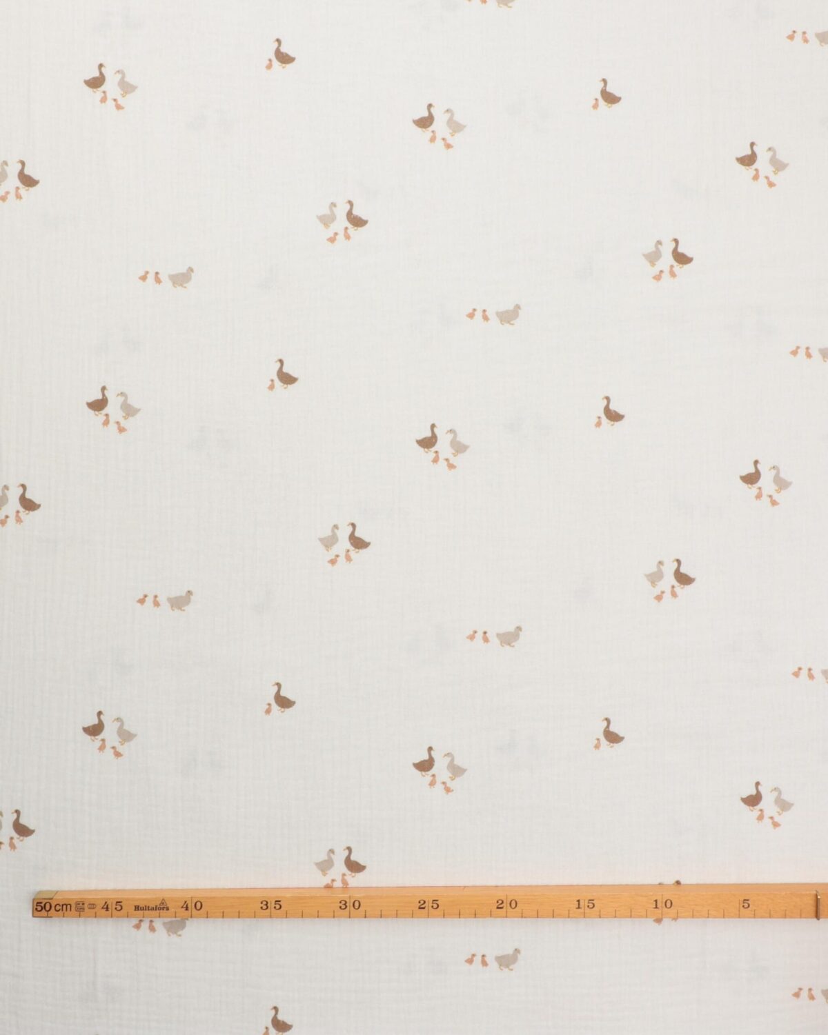 Offwhite med andefamilie - Double Gauze/musselin stof - Billede 2