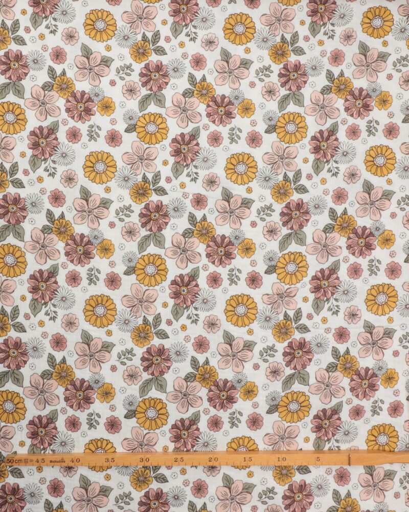 Hvid med blomster - Double Gauze/musselin stof - Image 2