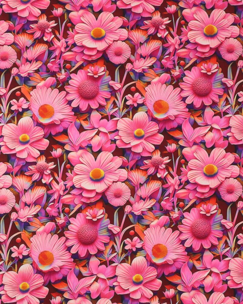 Pink/rosa blomster - Viskose jersey
