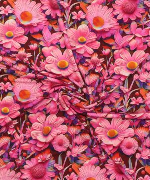 Pink/rosa blomster - Viskose jersey