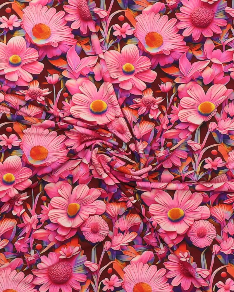 Pink/rosa blomster - Viskose jersey - Image 3