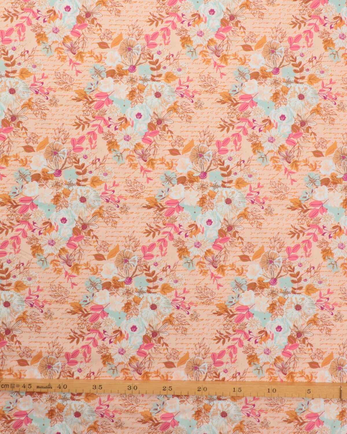 Blomster på lys fersken - Patchwork - Billede 2