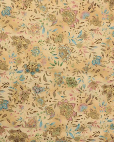 Meleret beige med blomster - Patchwork