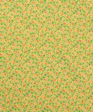Gul bund med orange blomster og grønne blade - Patchwork