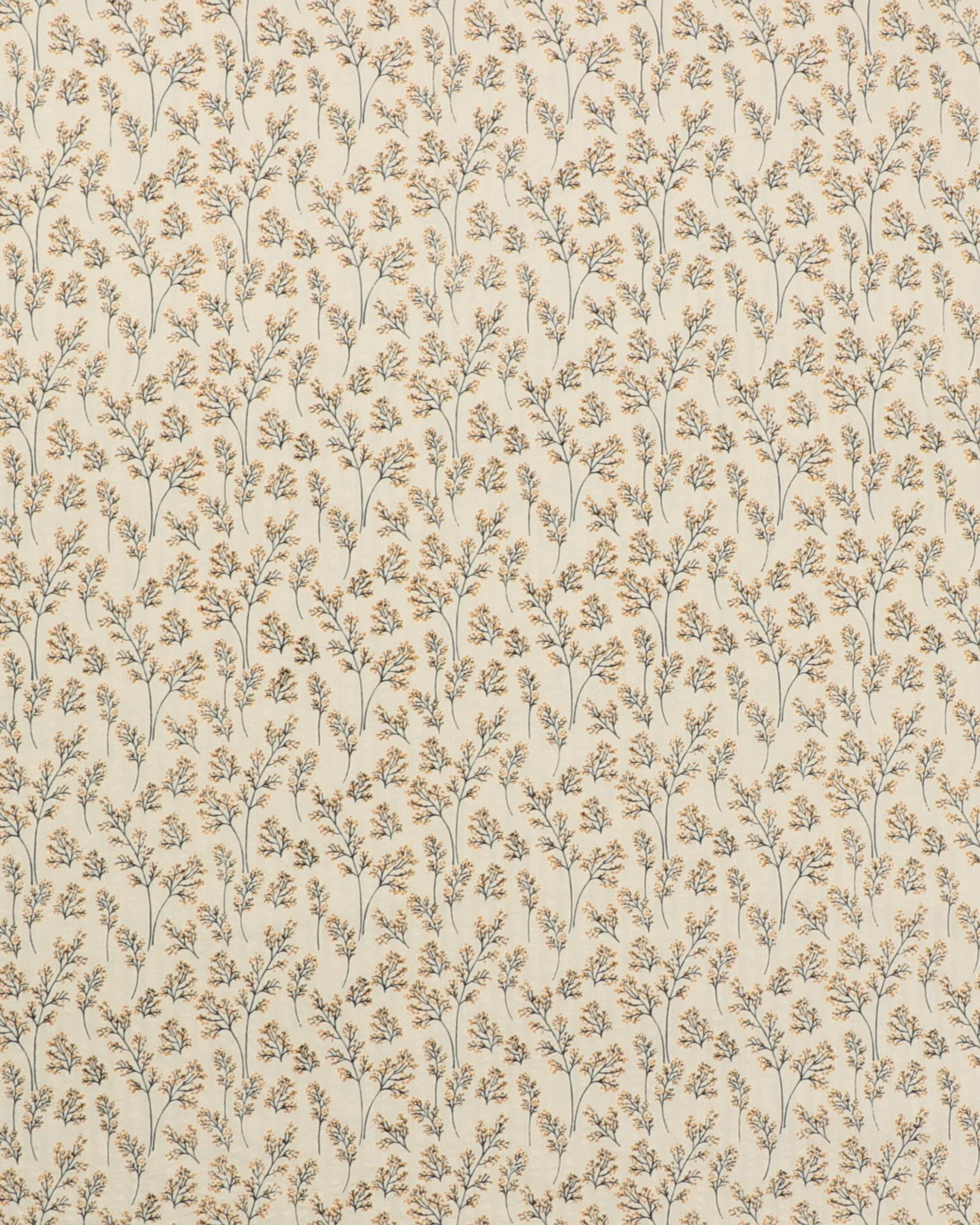 Kviste med karryfarvet knop, cremefarvet bund - Seersucker bomuld 3 Kviste med karryfarvet knop, cremefarvet bund - Seersucker bomuld