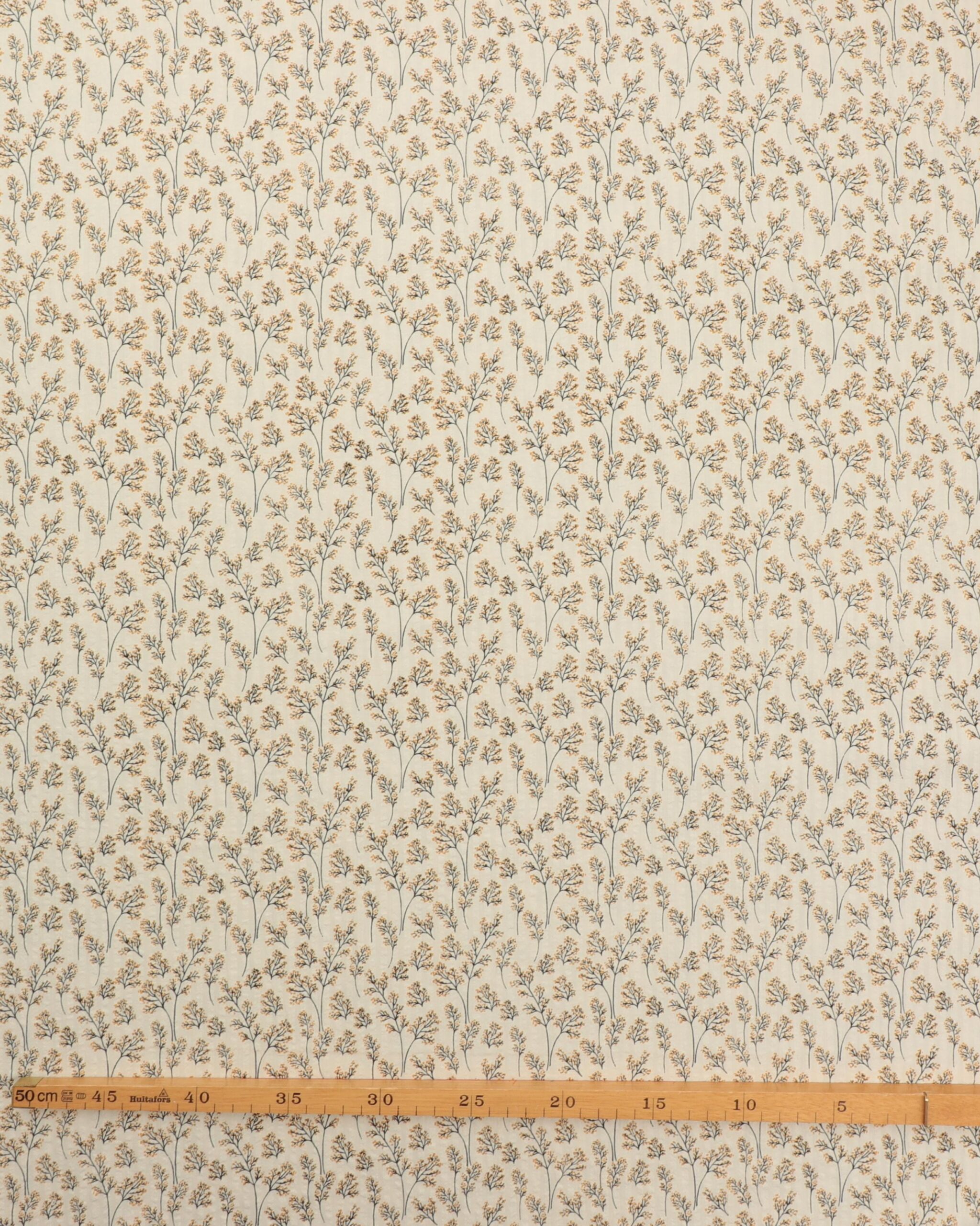 Kviste med karryfarvet knop, cremefarvet bund - Seersucker bomuld 4 Kviste med karryfarvet knop, cremefarvet bund - Seersucker bomuld - Billede 2