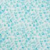 "Vandfarvet" turkise blomster på hvid bund - Hør/bomuld