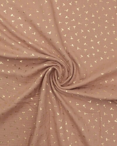 Nougat m. frøstand i folietrykt guld - Double Gauze/musselin stof 7 Nougat m. frøstand i folietrykt guld - Double Gauze/musselin stof