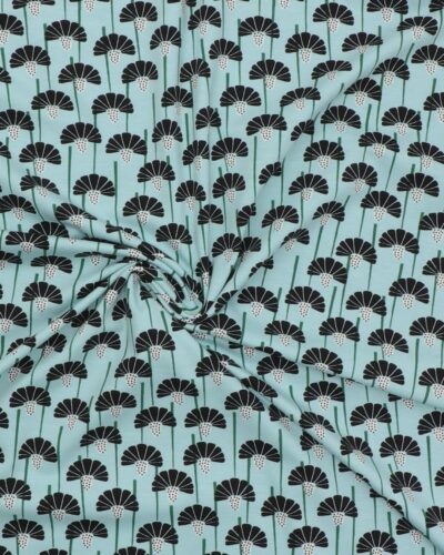 Sort blomst på lyseblå - Jersey 7 Sort blomst på lyseblå - Jersey