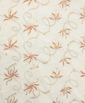 Offwhite med broderi og palietter - Babyfløjl