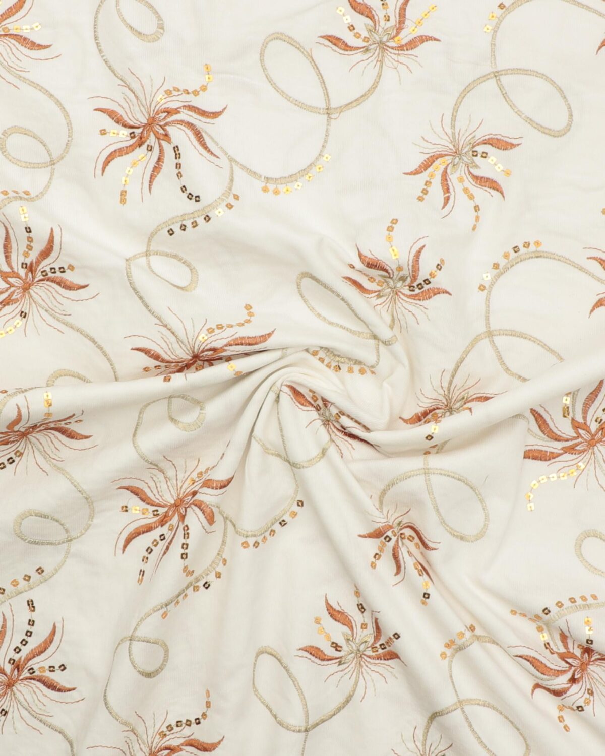 Offwhite med broderi og palietter - Babyfløjl - Billede 3