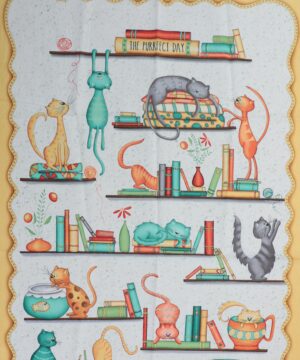 Katte på boghylder - Patchwork