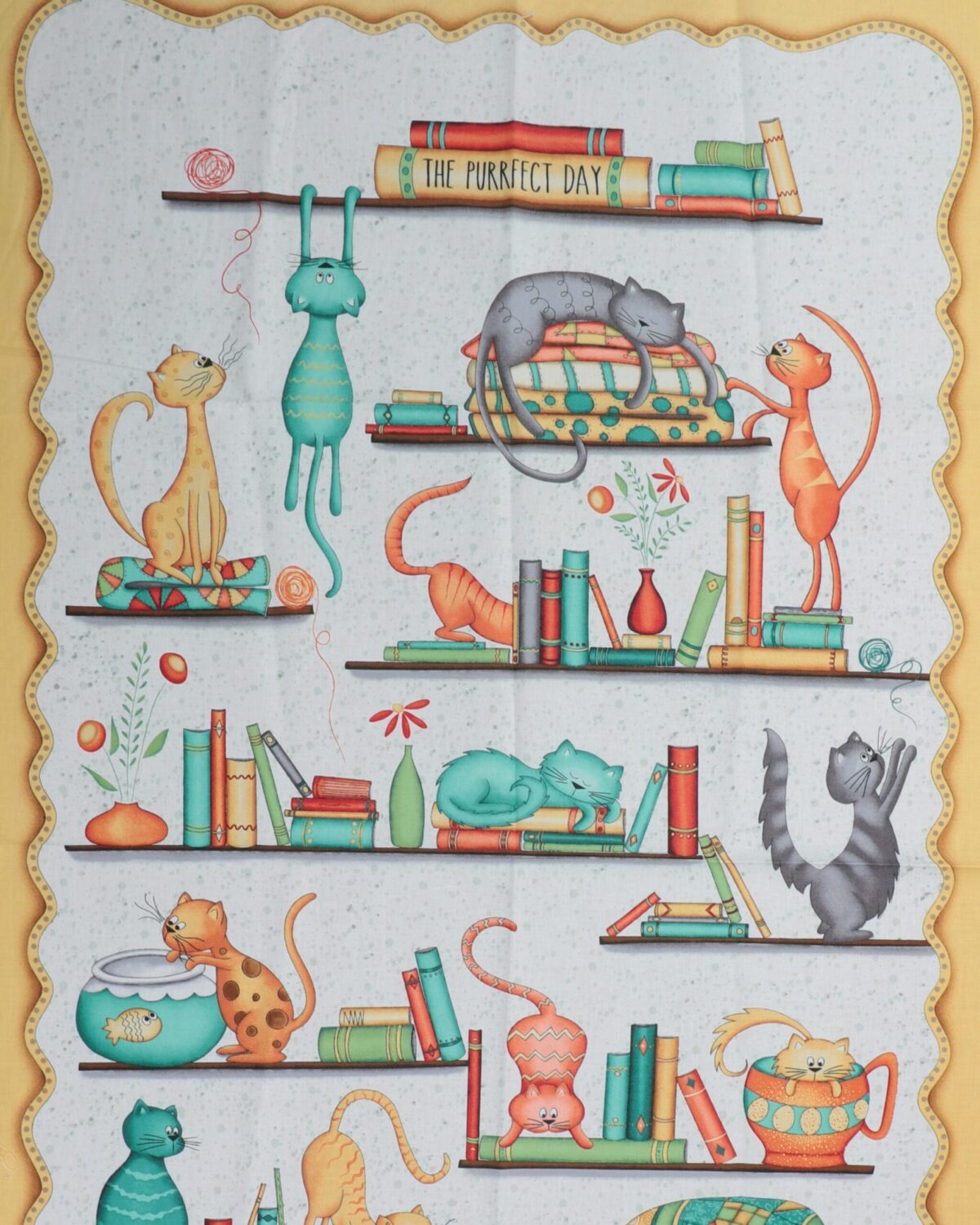 Katte på boghylder - Patchwork