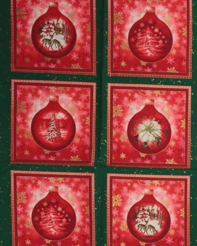 Julekugler i rød, 8 motiver - Patchwork panel