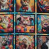 Purrfect playful, 9 motiver med katte - Patchwork panel