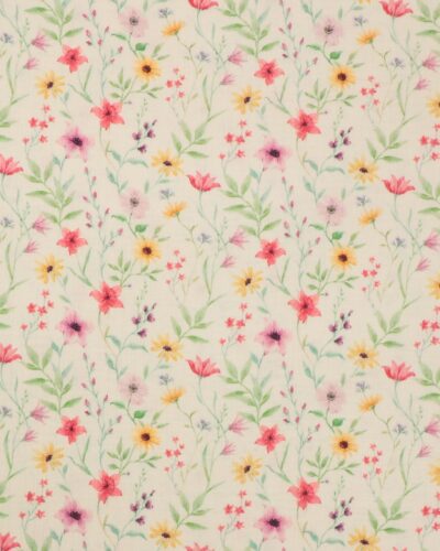 Lys creme m. blomster - Double Gauze/musselin stof
