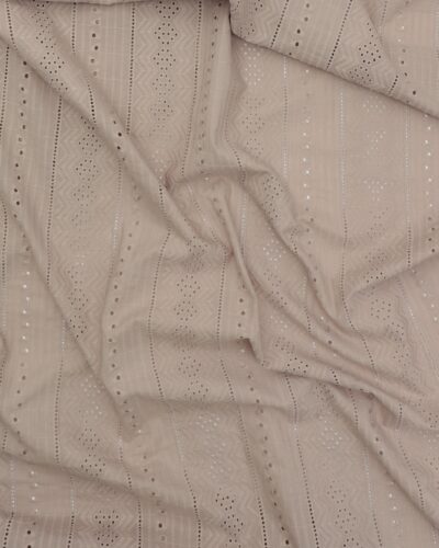Lysebrun m. hulmønster i striber - Broderie Anglaise