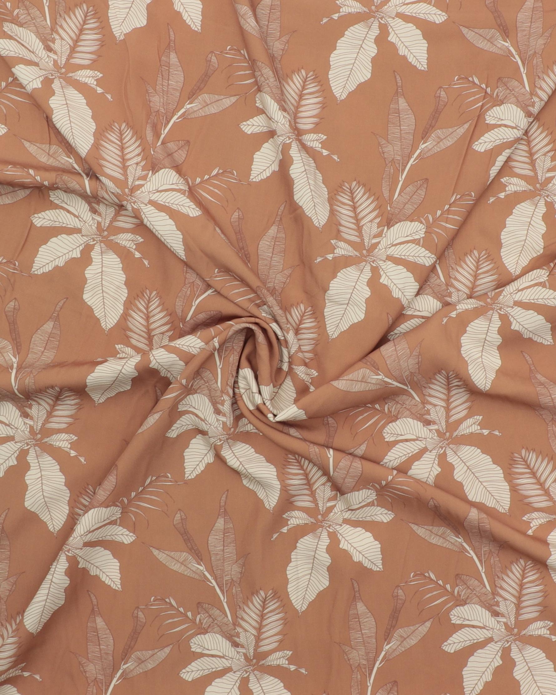 Bladmønster på lysebrun - Viskose 5 Bladmønster på lysebrun - Viskose - Billede 3