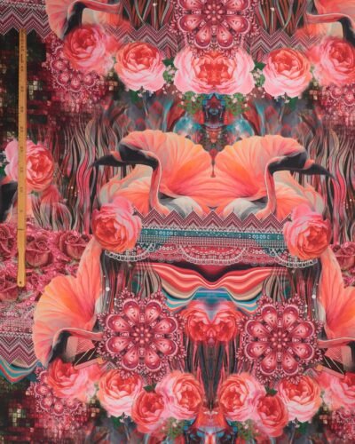 Mønster og blomster i røde farver - Jersey rapport