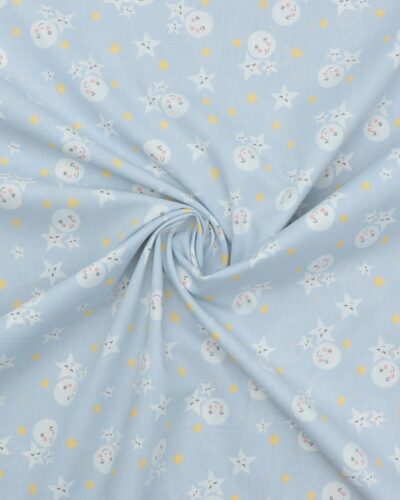 Stjerner og måner på støvet blågrå - Bomuld 7 Stjerner og måner på støvet blågrå - Bomuld