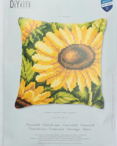 Påtegnet stramaj, gul solsikke - ca. 40x40 cm
