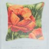 Påtegnet stramaj, orange tulipan - ca. 40x40 cm
