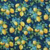 Citroner og blå blomst på mørkeblå - Patchwork