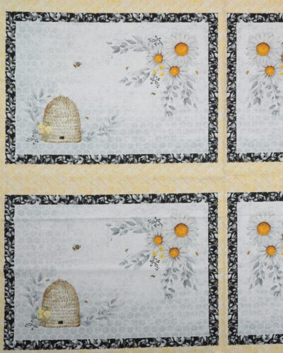 Sweet bees, 4 ens motiver til dækkeservietter - Patchwork panel