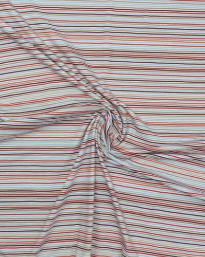 Smalle striber, hvid/lyseblå/rødbrun/oliven/orange - Jersey