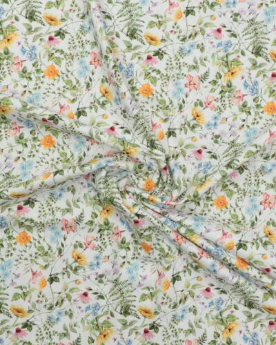 Blomster på hvid bund - Bomuld