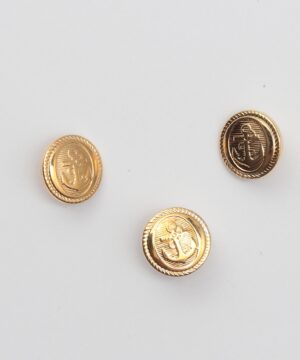 Øjeknap, guld m. anker - 18 mm