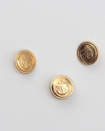 Øjeknap, guld m. anker - 18 mm