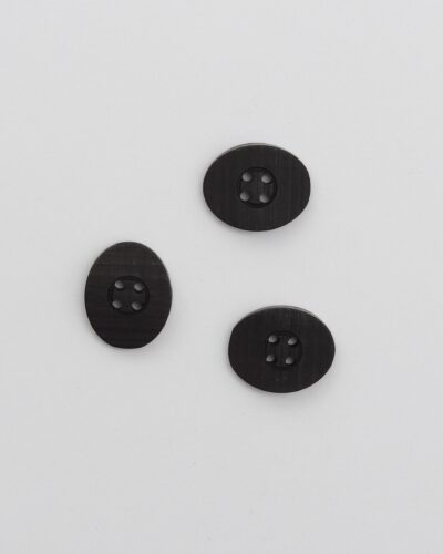 4 huls, oval sort m. rillemønster - 19x23 mm