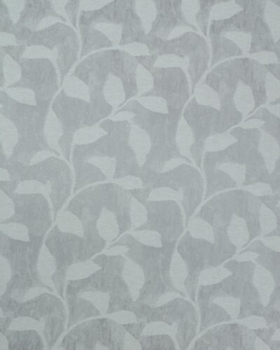 Lysegrå blade på meleret grå - Gardinstof