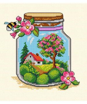 Glaskrukke m. forår - 19x21 cm