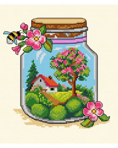 Glaskrukke m. forår - 19x21 cm