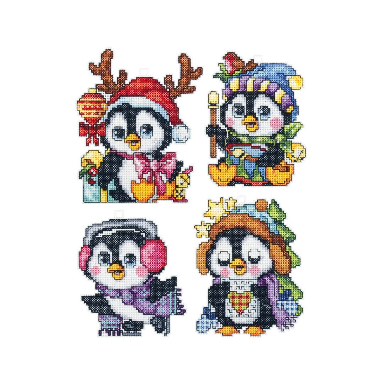 Pingviner - 4 motiver på plastik canvas 3 Pingviner - 4 motiver på plastik canvas