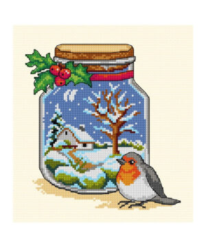 Glaskrukke m. vinter - 19x21 cm
