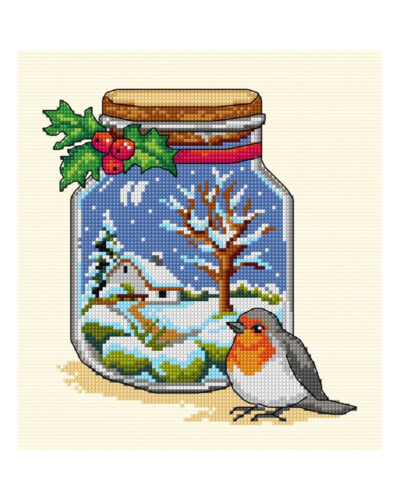 Glaskrukke m. vinter - 19x21 cm