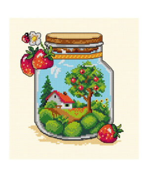 Glaskrukke m. sommer - 19x21 cm