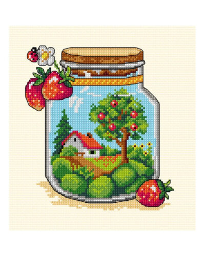 Glaskrukke m. sommer - 19x21 cm