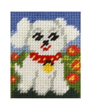 Stramaj hvid hund - 17x20,5 cm